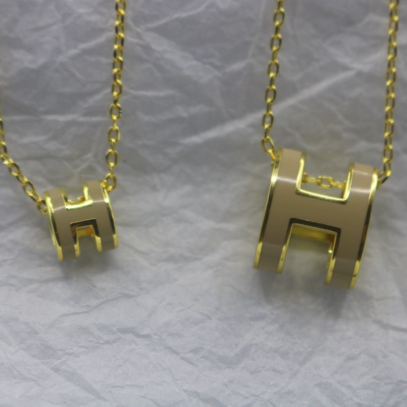 「OR原创设计」h字母珐琅项链女锁骨链mini大号V金轻奢送女友礼物
