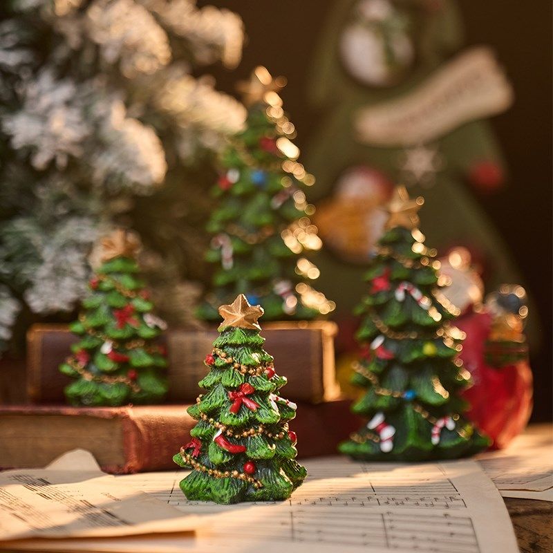 速发圣诞节装饰迷你树脂圣诞树装圣品摆件饰诞节拍照道物礼具送人