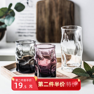 速发创茶彩色透明玻璃杯个性波浪造果耐热意杯型汁子