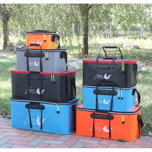 速发透明活鱼桶打水桶钓鱼养鱼流溪装鱼桶加厚耐磨折叠增桶可挂水