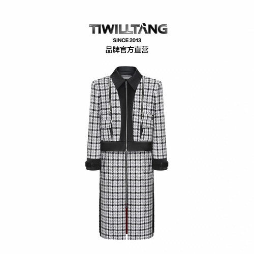 TIWILLTANG粗花呢可拆卸夹克大衣