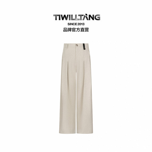 启世录TIWILLTANG“褶域桓季”雪砂绵羊毛奢垂立体双褶松弛感长裤