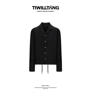TIWILLTANG启世录“觉悟”西装领廓版休闲长袖轻奢高级感衬衫