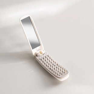 日本折叠梳子镜子一体便携式旅行迷你随身携带直发卷发蓬松防静电