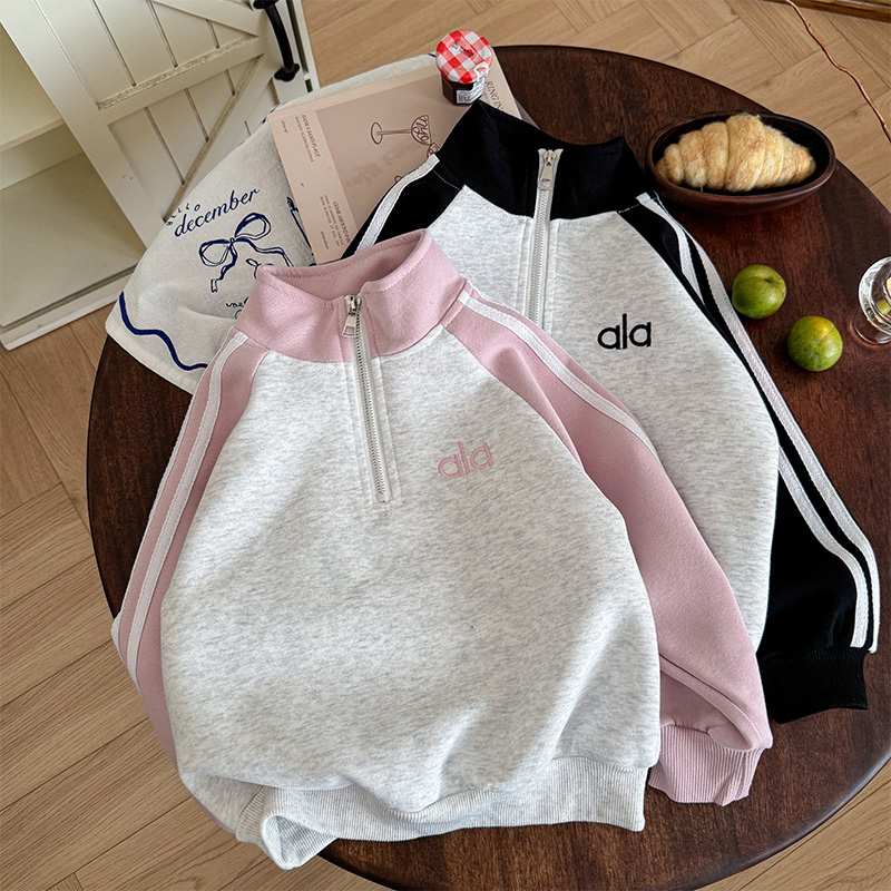 【蜜蜂惊喜社】儿童秋季撞色半拉链卫衣男女宝上衣 WY25227