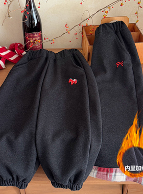 【顾奈母婴严选】儿童冬季仿牛仔拼接加绒保暖休闲裤KZ25666