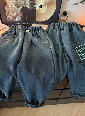 【小李专享】【顾奈】儿童后贴标渐变加绒牛仔裤保暖KZ24859