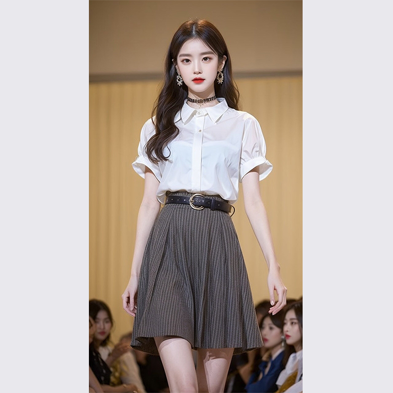夏装搭配一整套减龄漂亮洋气小个子衬衫连衣裙子套装2024新款女装