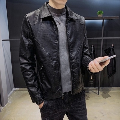 真皮皮衣男2025新款春秋季翻领机车皮夹克薄款高端绵羊皮男士外套