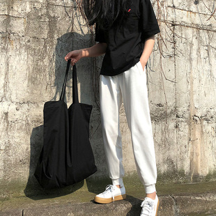 卫裤 韩国2025秋新款 女ins潮宽松小脚裤 休闲束脚哈伦裤 白色运动裤