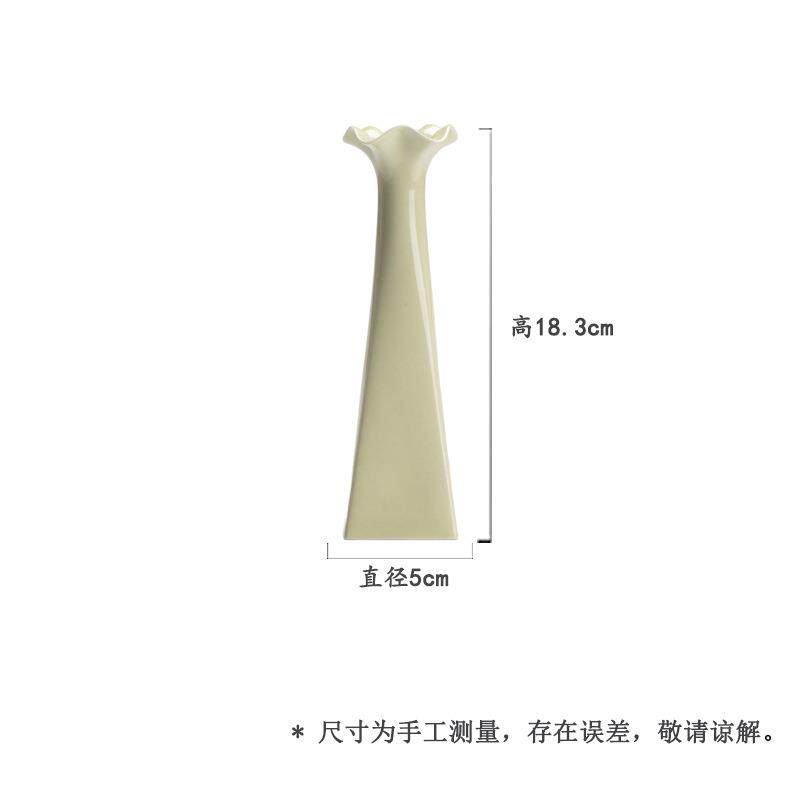 仿宋绿釉花艺瓶茶道配件陶瓷花插茶艺茶道小瓶子茶室空间摆件