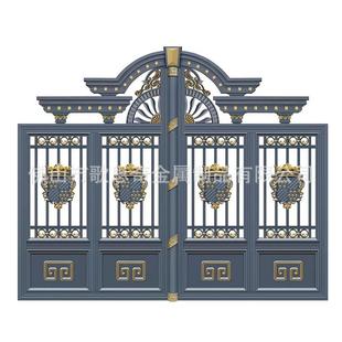 乡村庭院围墙大门电动铝合金双开门别墅花园院子铝艺对开门折叠门