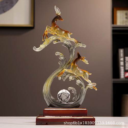 风生水起招财鹿摆件客厅电视柜酒柜玄关办公室装饰品乔迁新居礼品