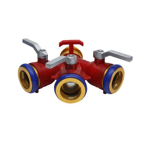 铝镁合金锻压消防二分水器FIII80/65红色卡式快速三通消防比武