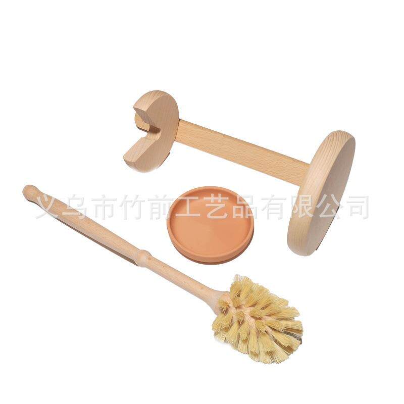 现货剑麻马桶刷带陶瓷榉木底座架子清洁刷套装图片