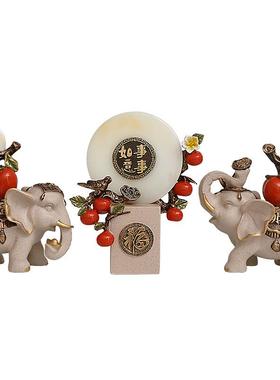 事事如意财福大象摆件一对创意家居玄关客厅电视柜轻奢高档装饰品