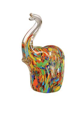 现代极简小象彩色琉璃桌面摆件客厅玄关酒店办公室轻奢高档装饰品