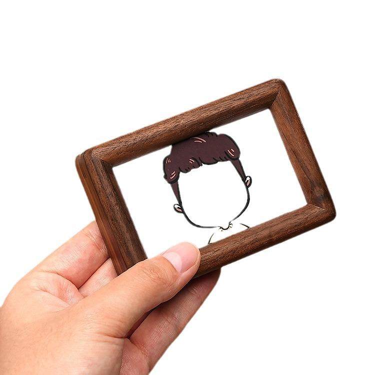 迷你实木榫卯相框摆台高级感儿童证件洗照片做成小摆件拍立得