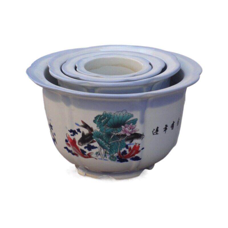 陶瓷花盆花钵多肉植物移栽陶瓷花盆4件套家居花卉陶瓷摆件
