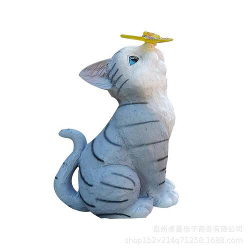 户外小猫咪动物摆件太阳能庭院灯树脂工艺品草坪花园装饰