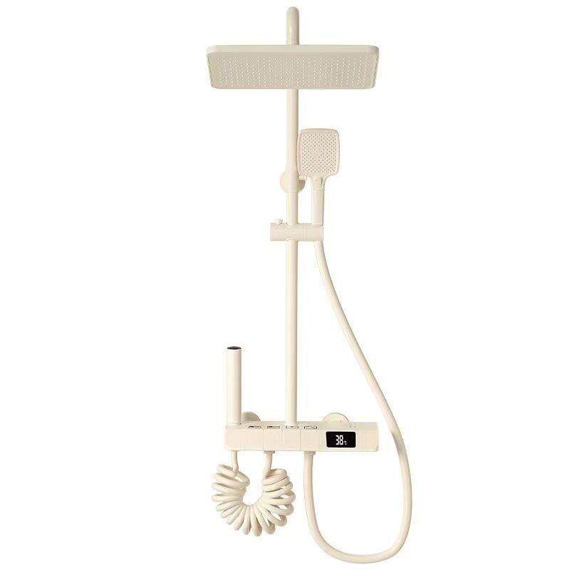 奶油风花洒家用淋浴套装白色花洒淋雨浴恒温沐浴全铜增压花晒喷头
