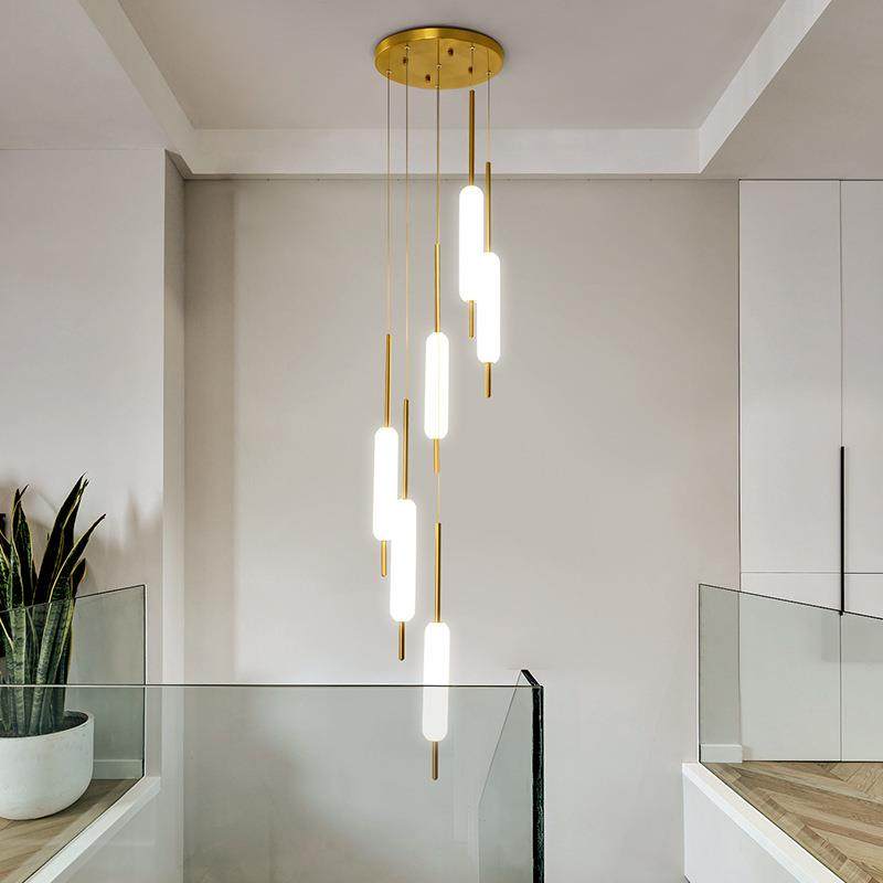 楼梯吊灯后现代玻璃北欧loft公寓别墅复式楼创意个性简约长线吊灯,家装灯饰光源,智能吊灯,淘宝优惠券,粉丝福利购,淘宝优惠卷