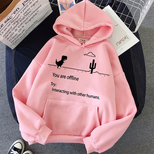 dinosaur print couple long sleeved hoodie 印花情侣长袖连帽衫