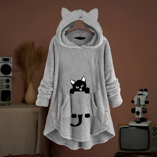 Printed pullover long sleeved sweatshirt女式印花套头长袖卫衣