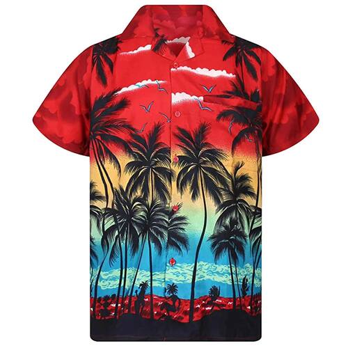 3D printed collar short sleeved shirt 3D数码印花翻领短袖衬衫