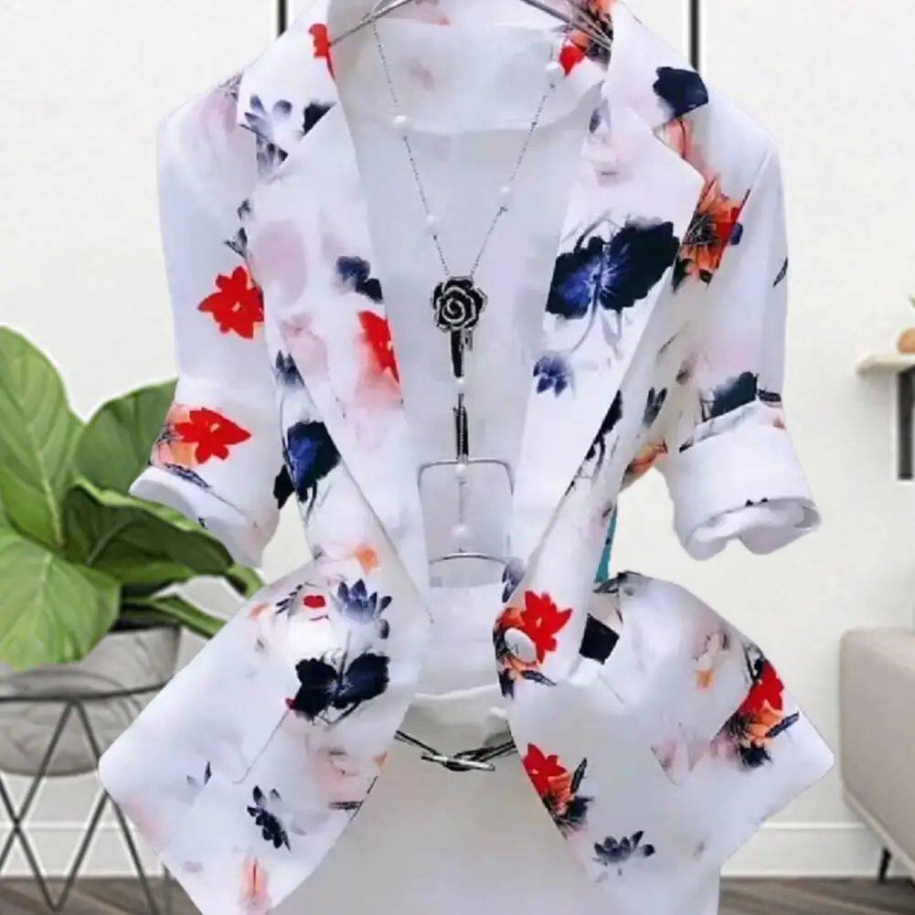 Sunscreen printed slim fit suit jacket防晒印花修身西装外套女