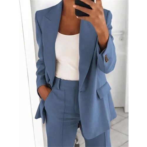 Long sleeved solid color suit jacket women长袖纯色西装外套女