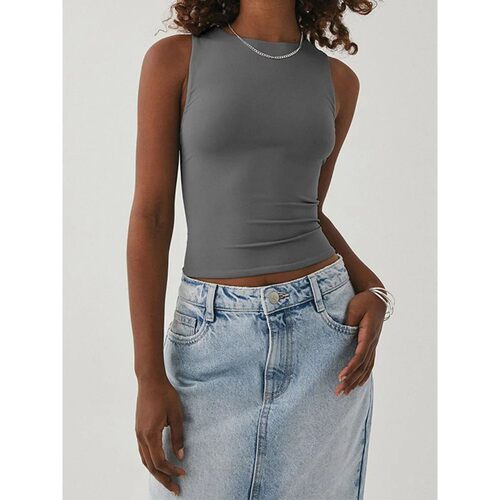 Round neck slim fit sleeveless vest woman 圆领修身无袖背心女