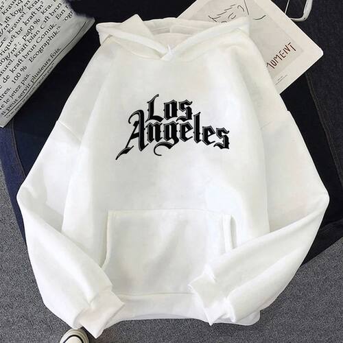 Letter printed loose long sleeved hood字母印花宽松长袖连帽衫