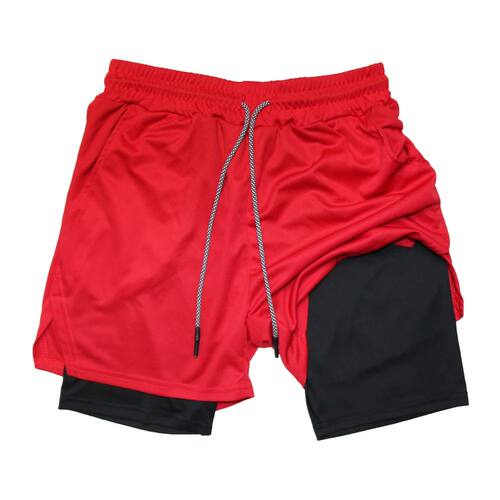Lace up breathable double-layer shorts纯色系带透气双层短裤男