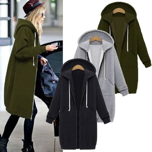 Solid color long sleeved hooded jacket women纯色长袖连帽外套
