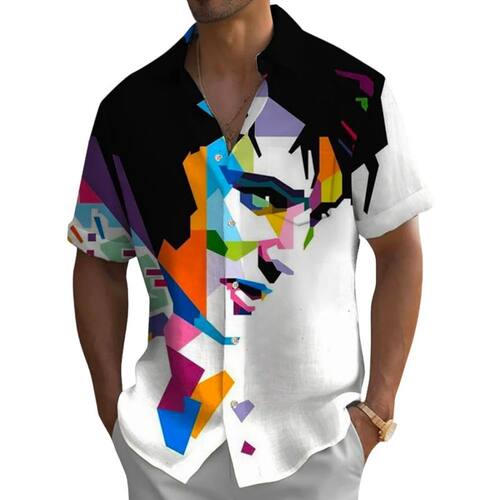 3D digital printed loose collar shirt 3D数码印花翻领宽松衬衫