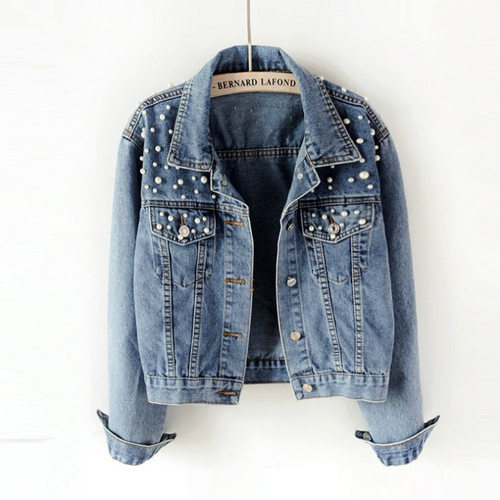 Long sleeved loose denim jacket for women 长袖宽松牛仔外套女