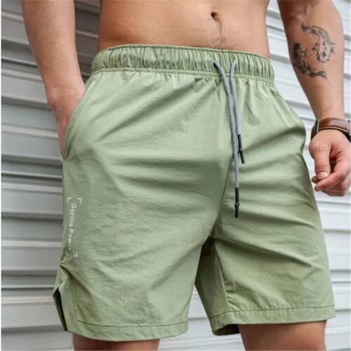 Tie up running quick drying five quarter pants速干系带五分裤