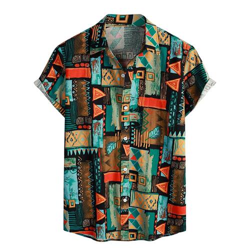 3D printed plus size button up shirt3D数码印花大码系扣衬衫男
