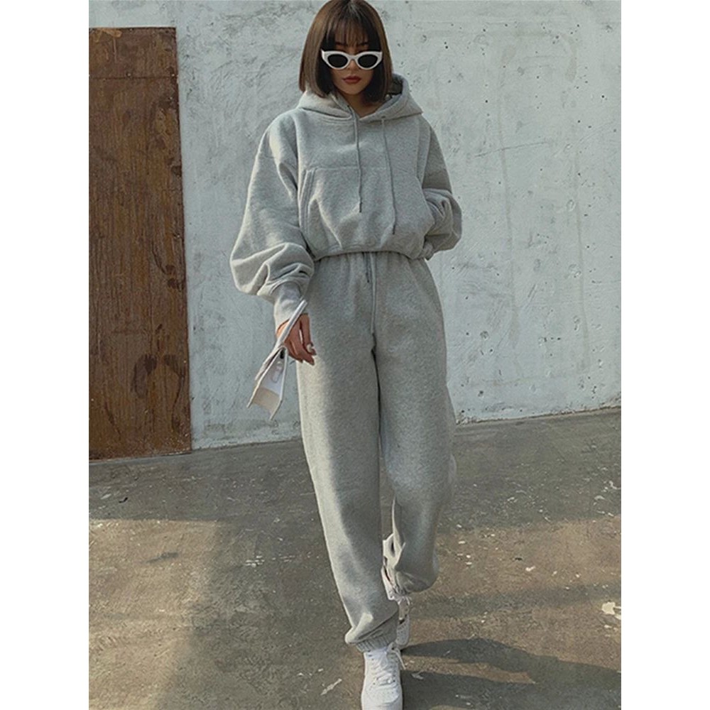 hooded sweatshirt long pants two-piece set连帽衫长裤两件套女