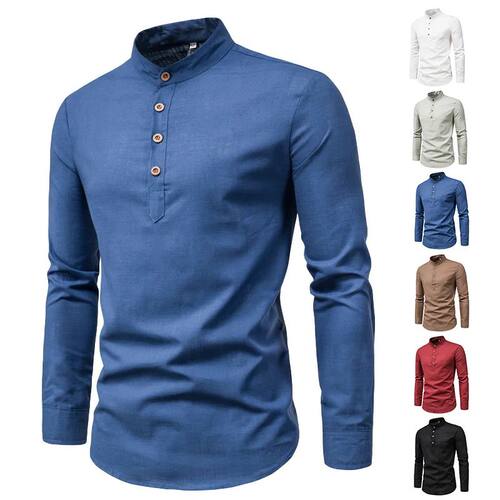 Stand up collar button top slim fit top 立领系扣套头修身衬衫