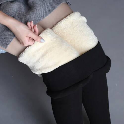 High waisted plus plush oversized warm pants高腰加绒保暖长裤