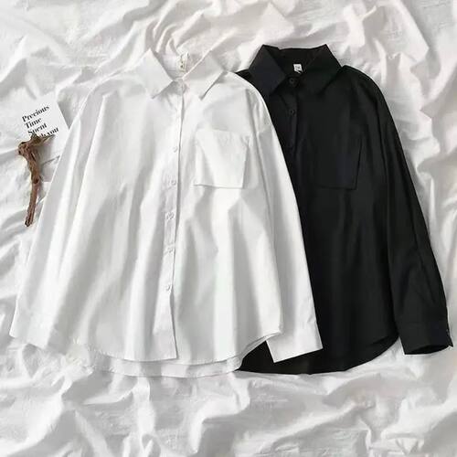 Retro loose long sleeved shirt top women复古宽松长袖衬衫上衣