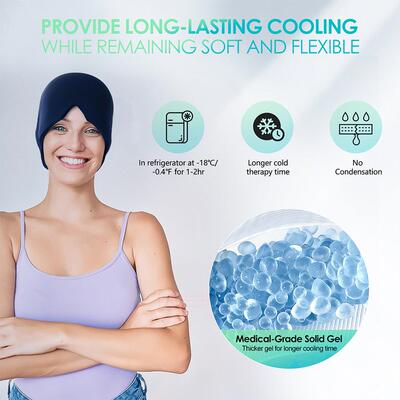 偏头疼冷热敷头套 亚马逊headache hat可伸缩冰敷凝胶头疼缓和帽