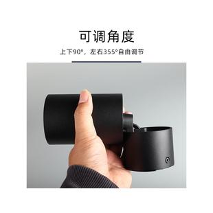 射灯可调角度家用防眩小吸顶背景墙单头圆形黑色极简旋转折叠 明装