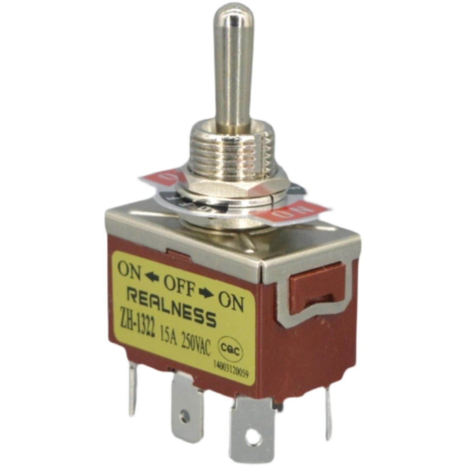 REALNESS 钮子开关 摇臂开关 R-1322 ZH-1322 6脚3档银触点 插脚