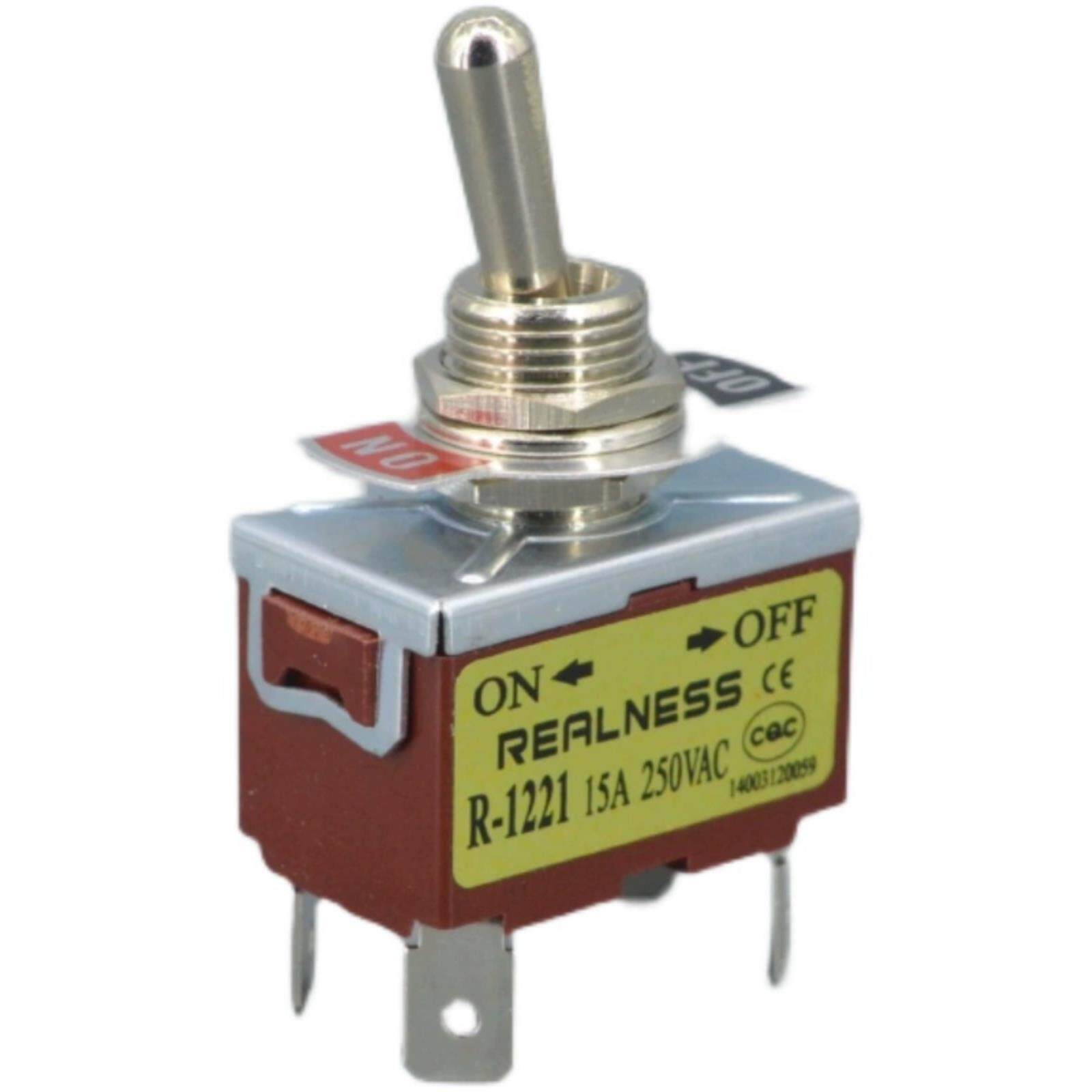 REALNESS 钮子开关 摇臂开关 R-1221 ZH-1221 4脚2档银触点 插脚