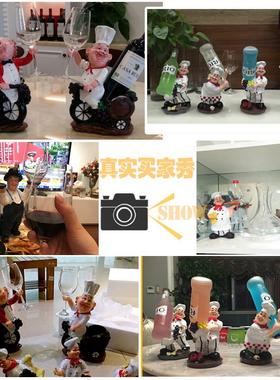 欧式创意红酒架厨师 现代客厅艺术品家居酒柜酒架工艺装饰品摆件