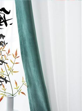 现代简约透光不透人镶边绒白纱客厅阳台窗帘窗纱半遮光飘窗白色纱