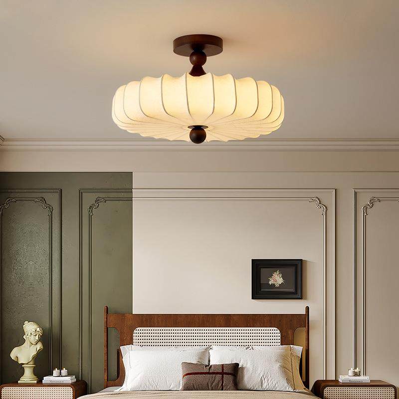 法式中古南洋风卧室灯日式布艺房间护眼吸顶灯复古实木南瓜主卧灯,家装灯饰光源,客厅吸顶灯,淘宝优惠券,粉丝福利购,淘宝优惠卷